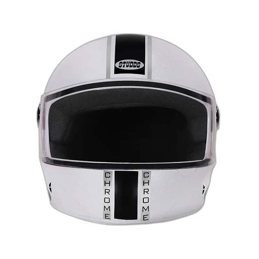 STUDDS Chrome Eco White Full Face Helmet