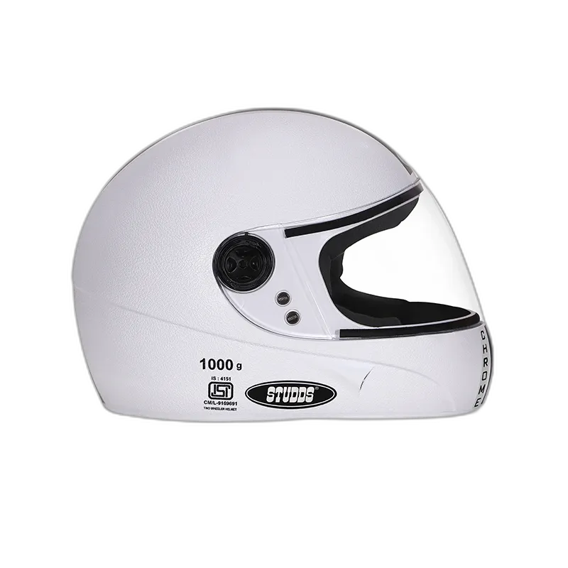 STUDDS Chrome Eco White Full Face Helmet