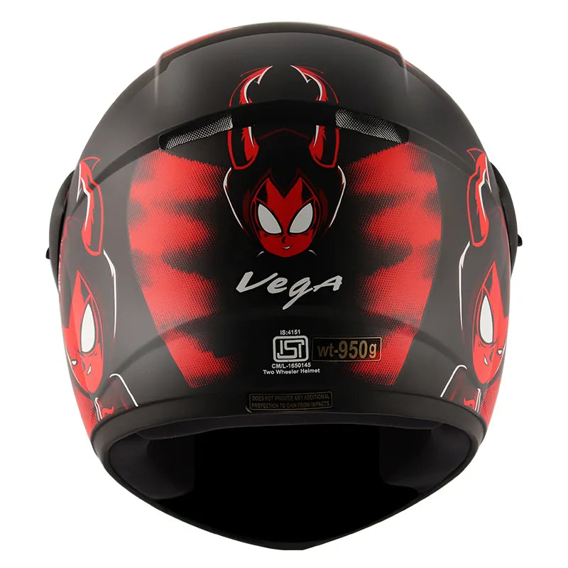 VEGA Cliff Devil Black Red Full Face Helmet