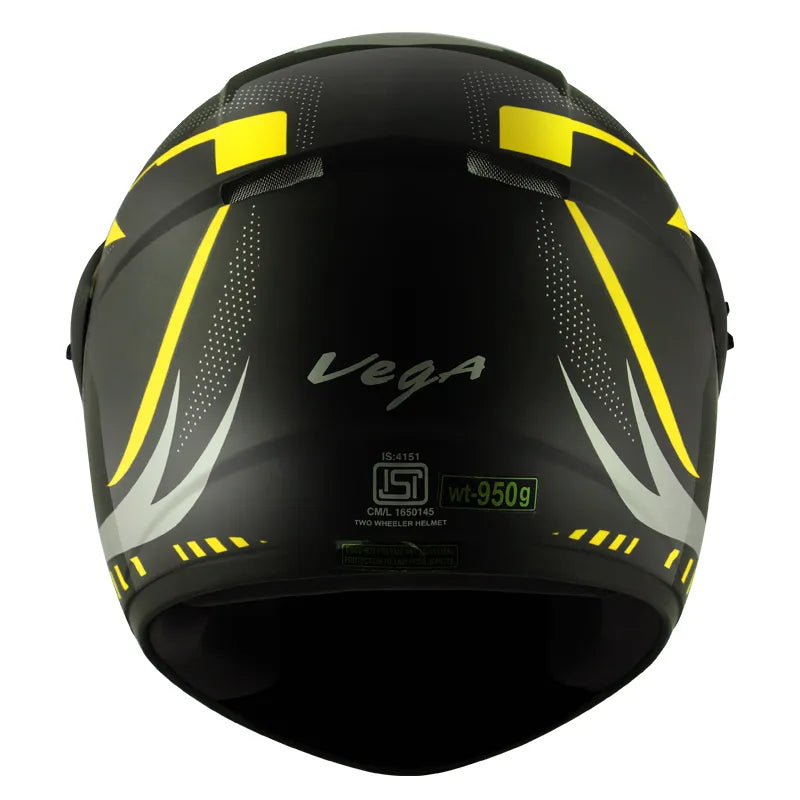 VEGA Cliff Styler Black Neon Yellow Full Face Helmet