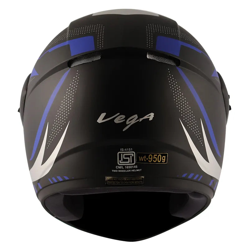 VEGA Cliff Styler Dull Black Blue Full Face Helmet