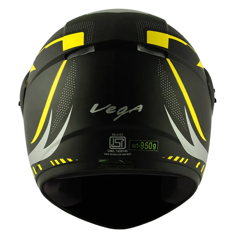 VEGA Cliff Styler Dull Black Neon Yellow Full Face Helmet