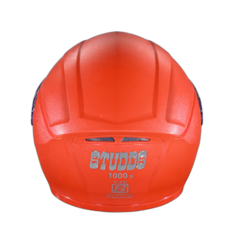 STUDDS Crest Fluorescent Orange Full Face Helmet