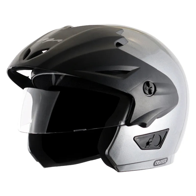 VEGA Cruiser Silver Half Face Helmet