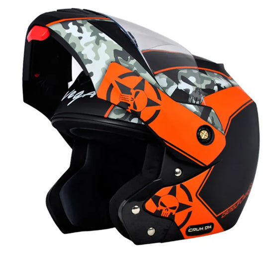 VEGA Crux Dx Camouflage Dull Black Orange Full Face Helmet