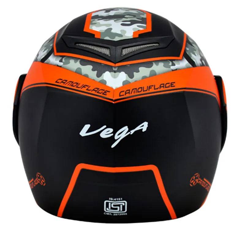 VEGA Crux Dx Camouflage Dull Black Orange Full Face Helmet