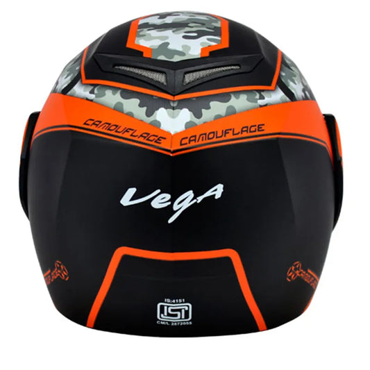 VEGA Crux Dx Camouflage Dull Black Orange Full Face Helmet