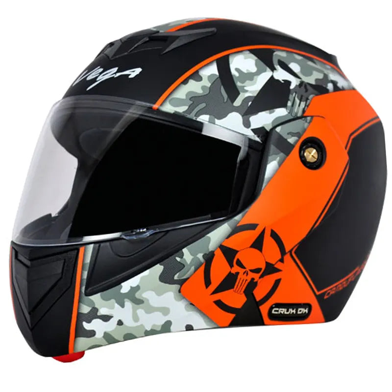 VEGA Crux Dx Camouflage Dull Black Orange Full Face Helmet