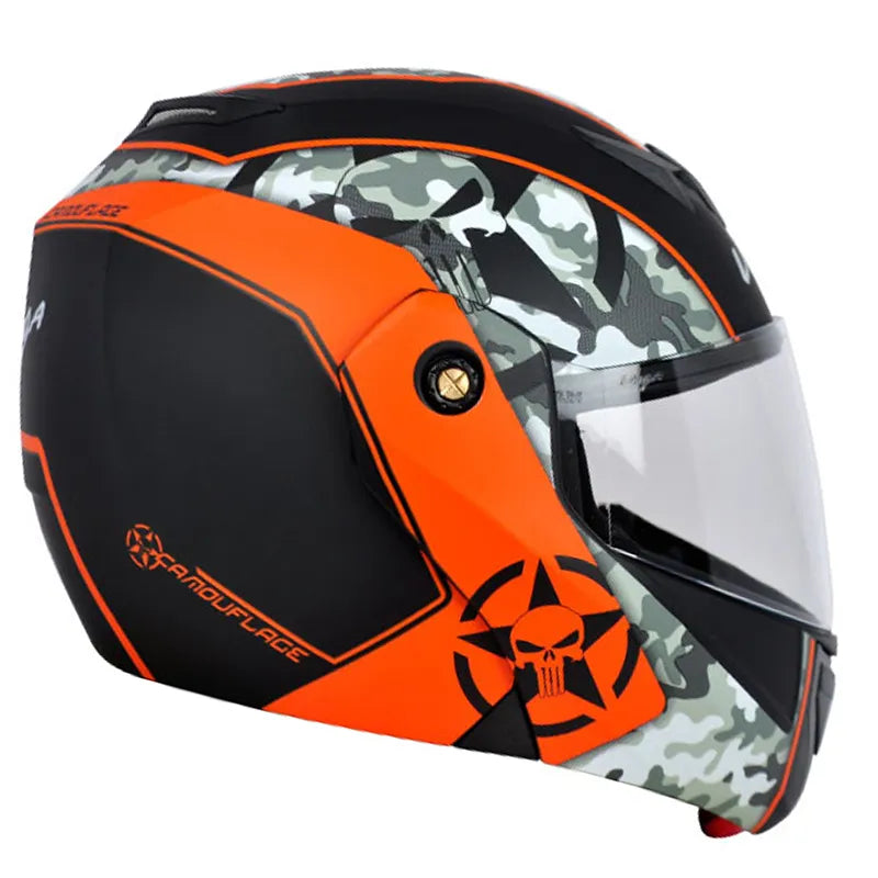 VEGA Crux Dx Camouflage Dull Black Orange Full Face Helmet