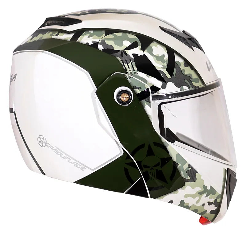 VEGA Crux Dx Camouflage White Battle Green Full Face Helmet