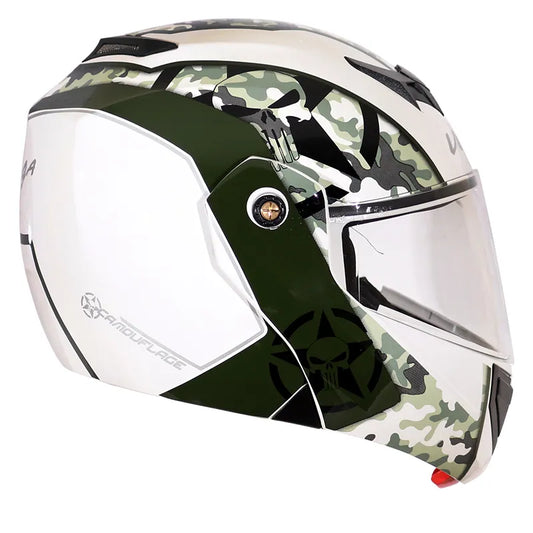 VEGA Crux Dx Camouflage White Battle Green Full Face Helmet