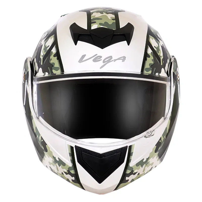 VEGA Crux Dx Camouflage White Battle Green Full Face Helmet