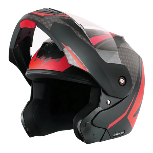 VEGA Crux Dx Checks Dull Black Red Full Face Helmet