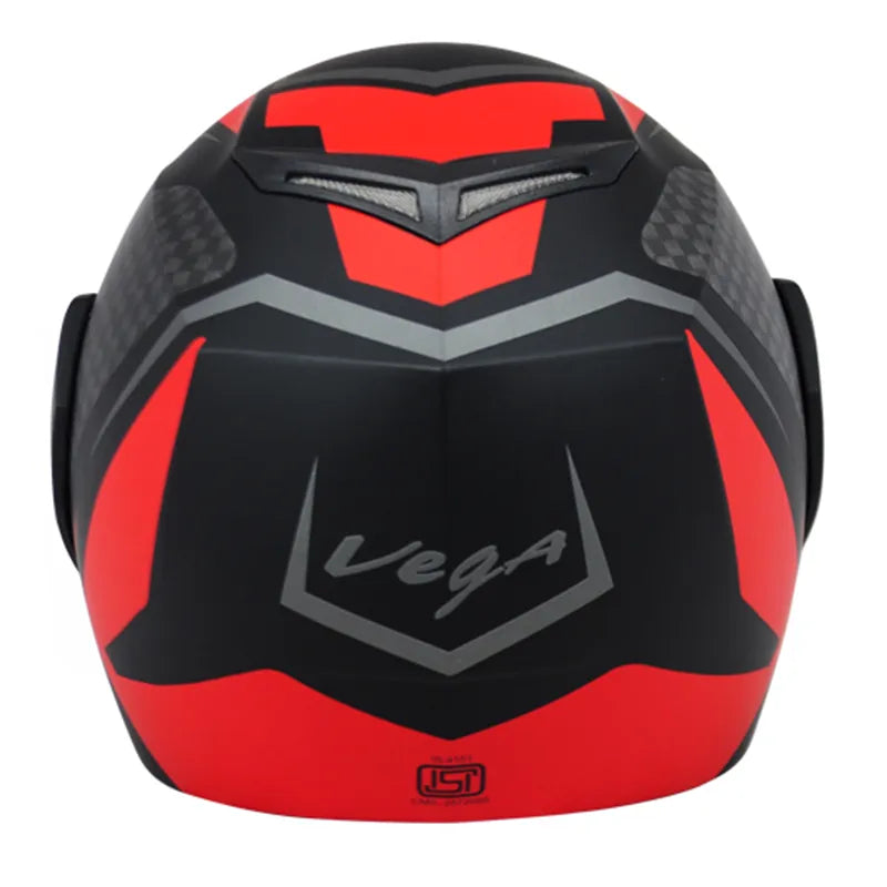 VEGA Crux Dx Checks Dull Black Red Full Face Helmet