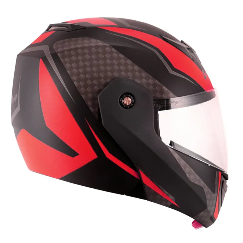 VEGA Crux Dx Checks Dull Black Red Full Face Helmet