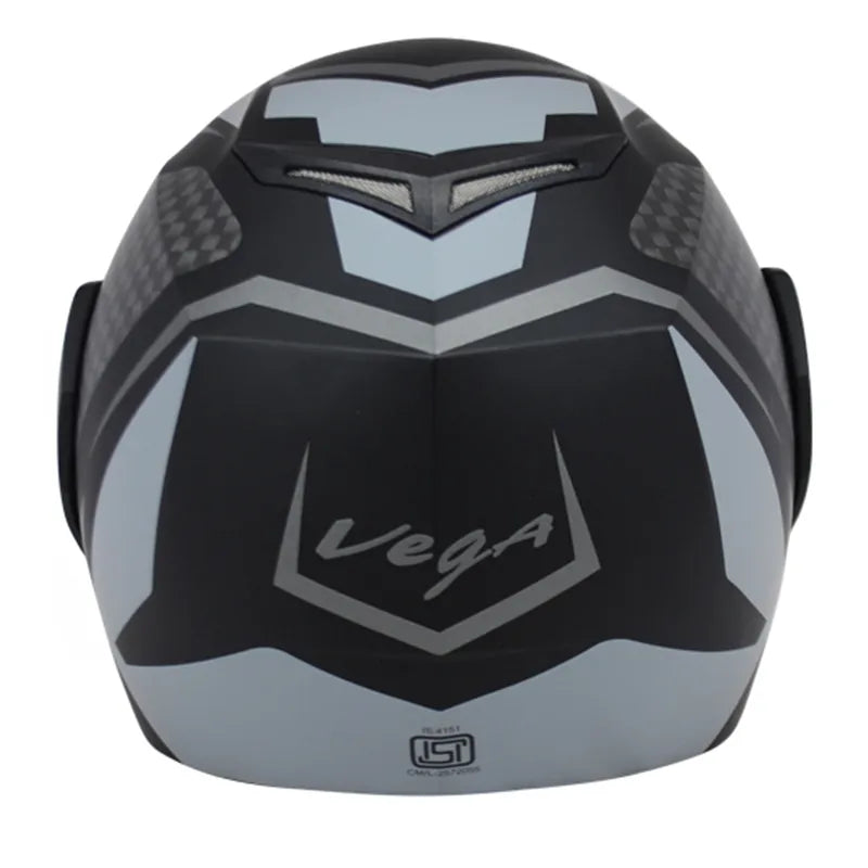 VEGA Crux Dx Checks Dull Black Silver Full Face Helmet