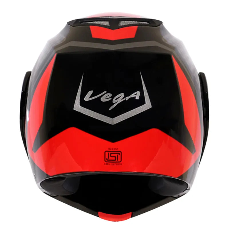 VEGA Crux Dx Dual Visor Checks Black Red Flip Up Helmet