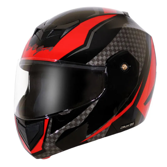 VEGA Crux Dx Checks Dull Black Red Flip Up Helmet