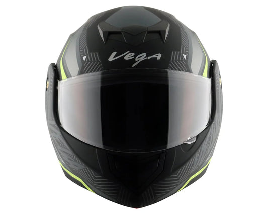 VEGA Crux Dx Energy Black Neon Green Flip Up Helmet