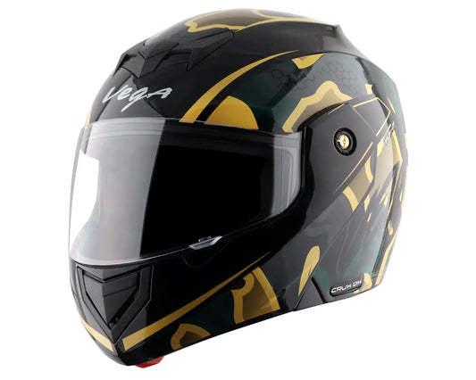 VEGA Crux Dx Fighter Dull Black Desert Storm Flip Up Helmet
