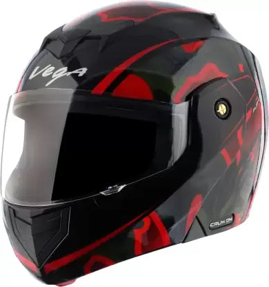 VEGA Crux Dx Fighter Dull Black Red Flip Up Helmet