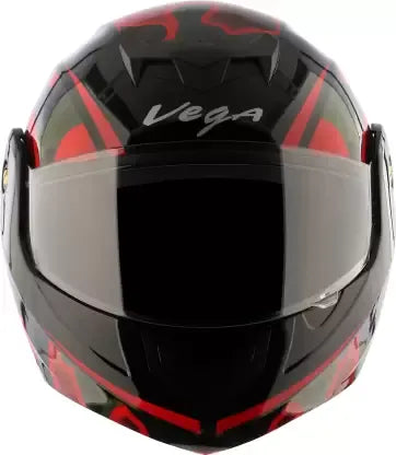 VEGA Crux Dx Fighter Dull Black Red Flip Up Helmet