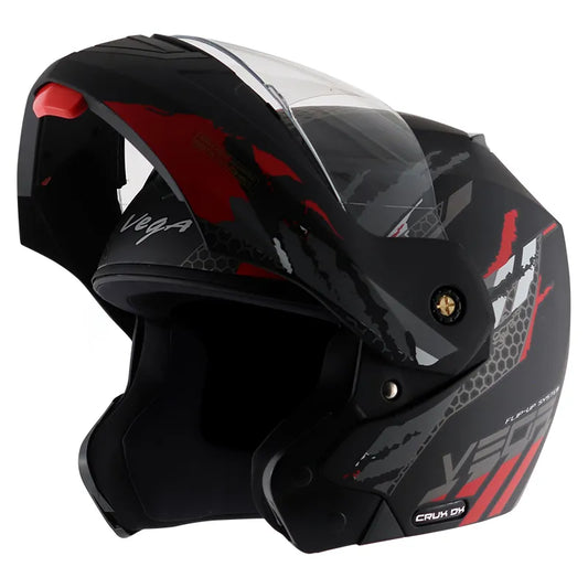 VEGA Crux Dx Flex Dull Black Red Full Face Helmet