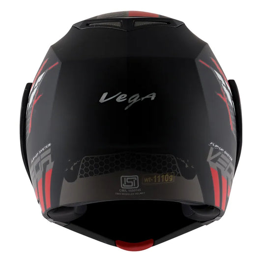 VEGA Crux Dx Flex Dull Black Red Full Face Helmet