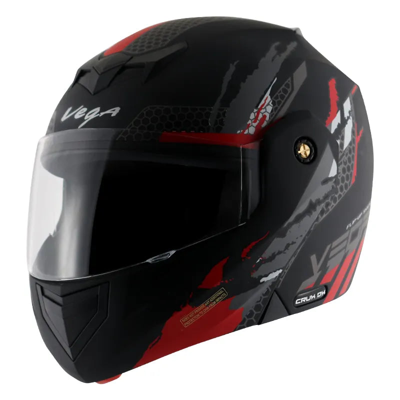 VEGA Crux Dx Flex Dull Black Red Full Face Helmet