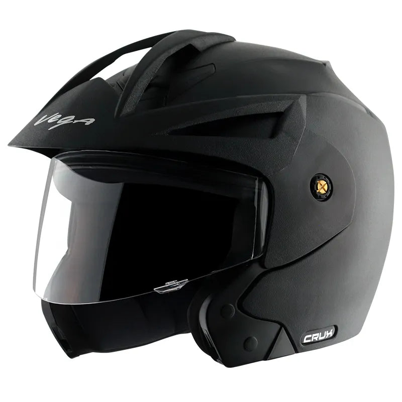 VEGA Crux Open Face Black Half Face Helmet