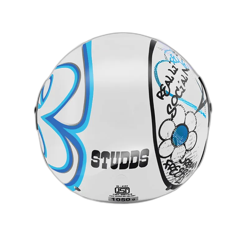 STUDDS Cub D3 White N1 Half Face Helmet