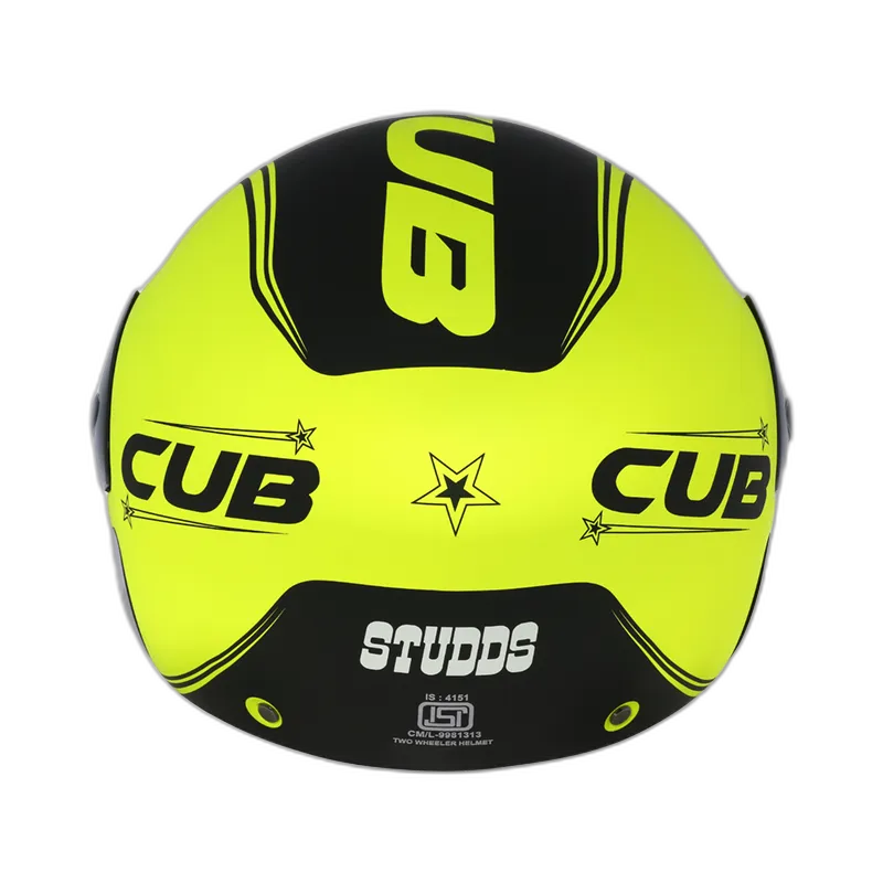 STUDDS Cub D4 Matt Neon Yellow N9 Half Face Helmet