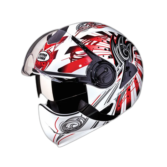 STUDDS Downtown D1 White N2 Fu Flip Up Helmet
