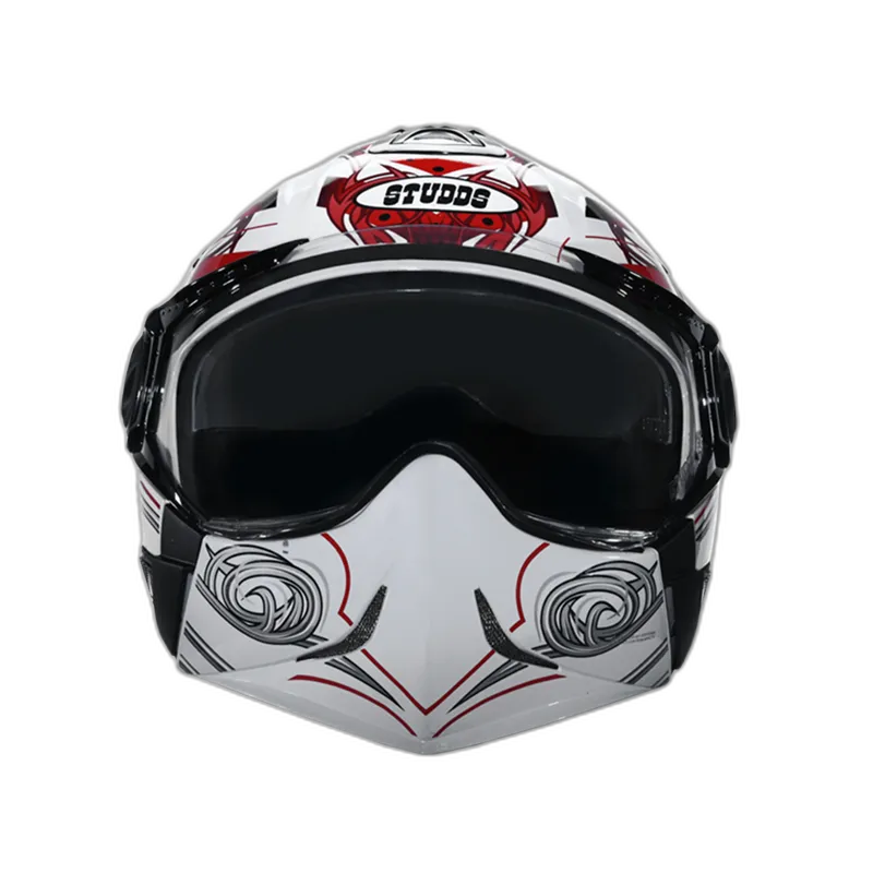 STUDDS Downtown D1 White N2 Fu Flip Up Helmet