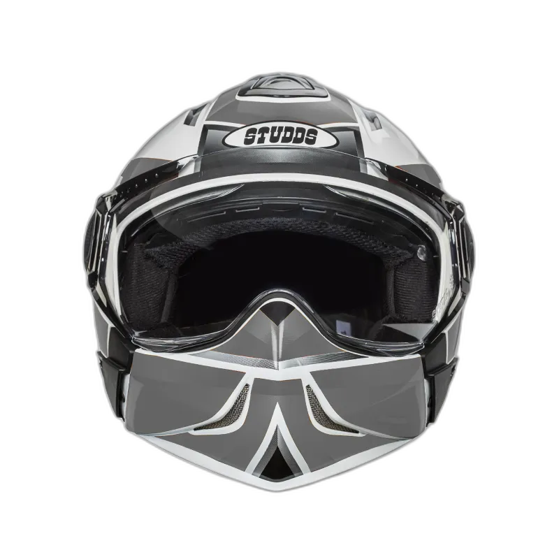 STUDDS Downtown D3 White N4 Fu Flip Up Helmet
