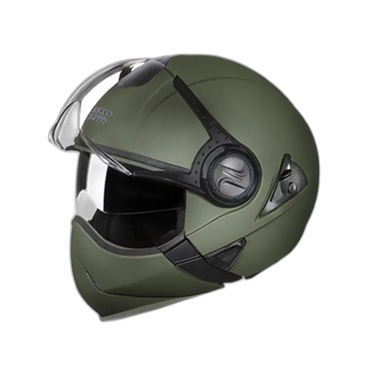 STUDDS Downtown Military Green Fu Flip Up Helmet