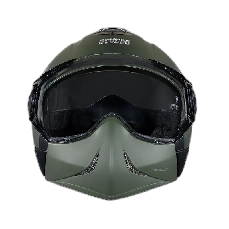 STUDDS Downtown Military Green Fu Flip Up Helmet