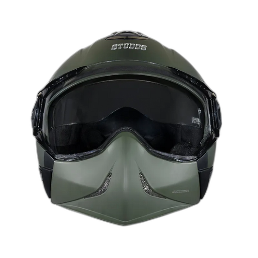 STUDDS Downtown Military Green Fu Flip Up Helmet