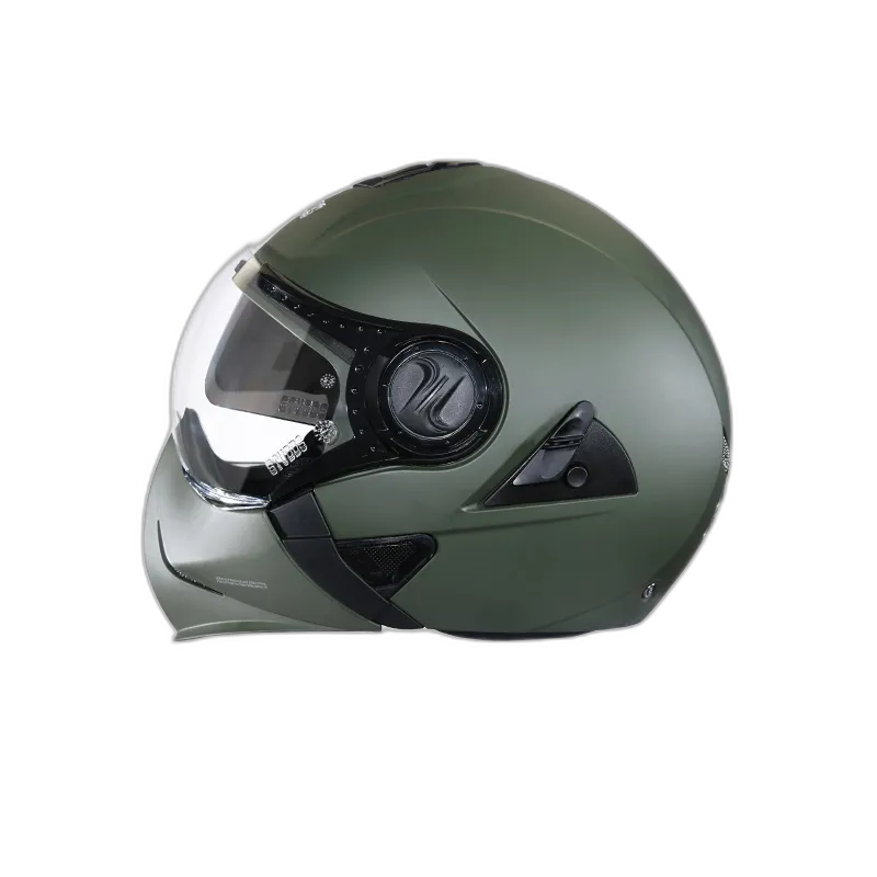 STUDDS Downtown Military Green Fu Flip Up Helmet