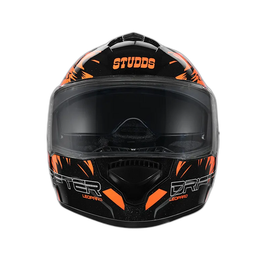 STUDDS Drifter D2 Black N10 Orange Full Face Helmet