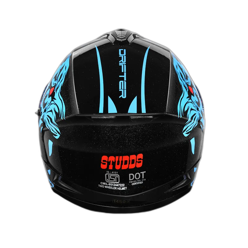 STUDDS Drifter D2 Black N1 Blue Full Face Helmet