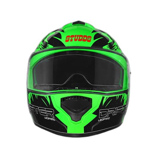 STUDDS Drifter D2 Green N9 Black Full Face Helmet