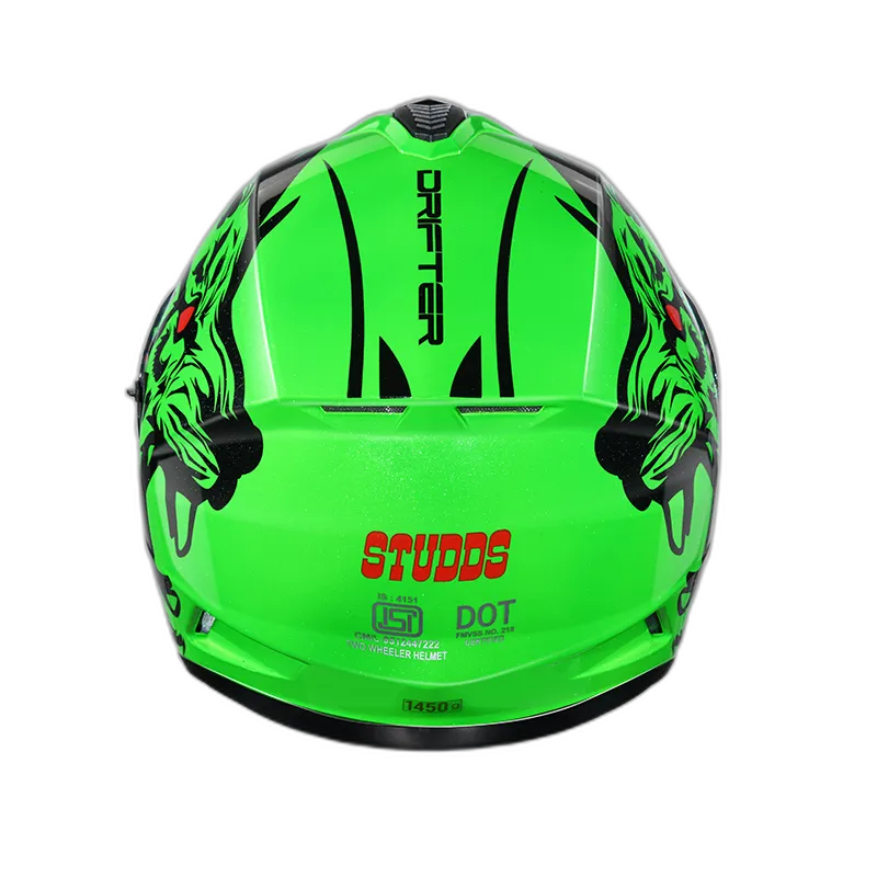 STUDDS Drifter D2 Green N9 Black Full Face Helmet