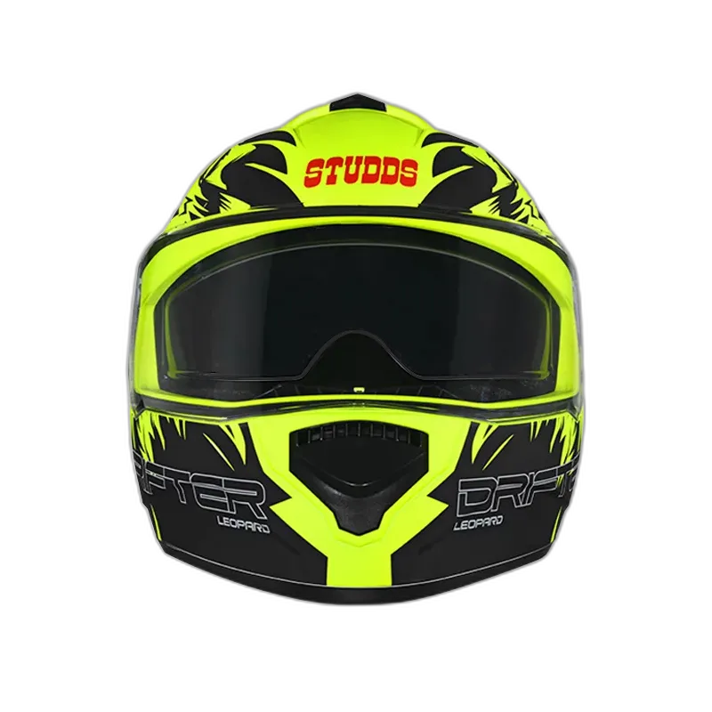 STUDDS Drifter D2 Matt Neon Yellow N9 Black Full Face Helmet