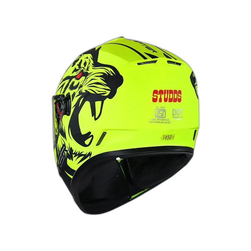 STUDDS Drifter D2 Matt Neon Yellow N9 Black Full Face Helmet