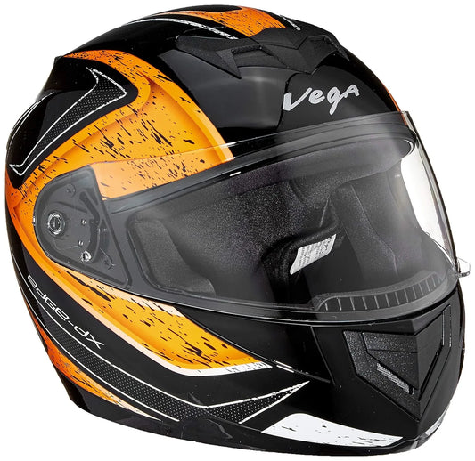 VEGA Edge Dx Crystal Black Orange Full Face Helmet