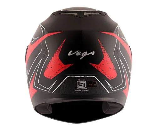 VEGA Edge Dx Crystal Dull Black Red Full Face Helmet