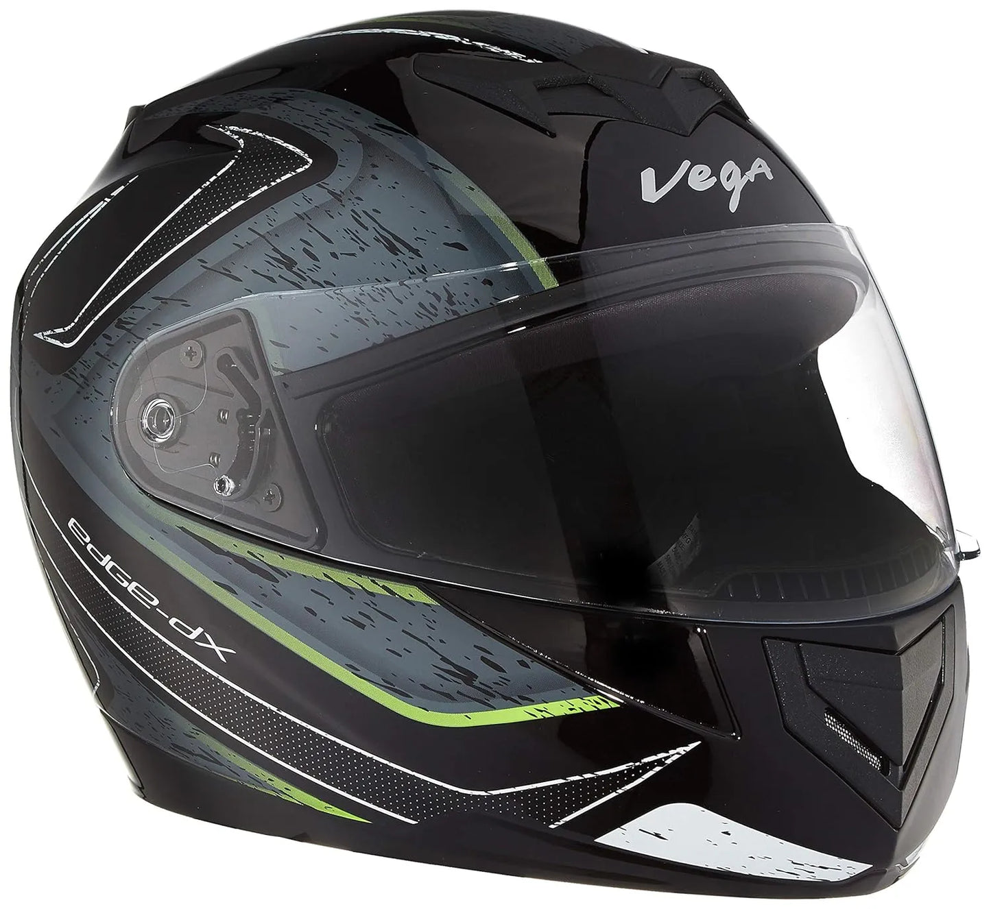 VEGA Edge Dx Crystal Dull Black Silver Full Face Helmet