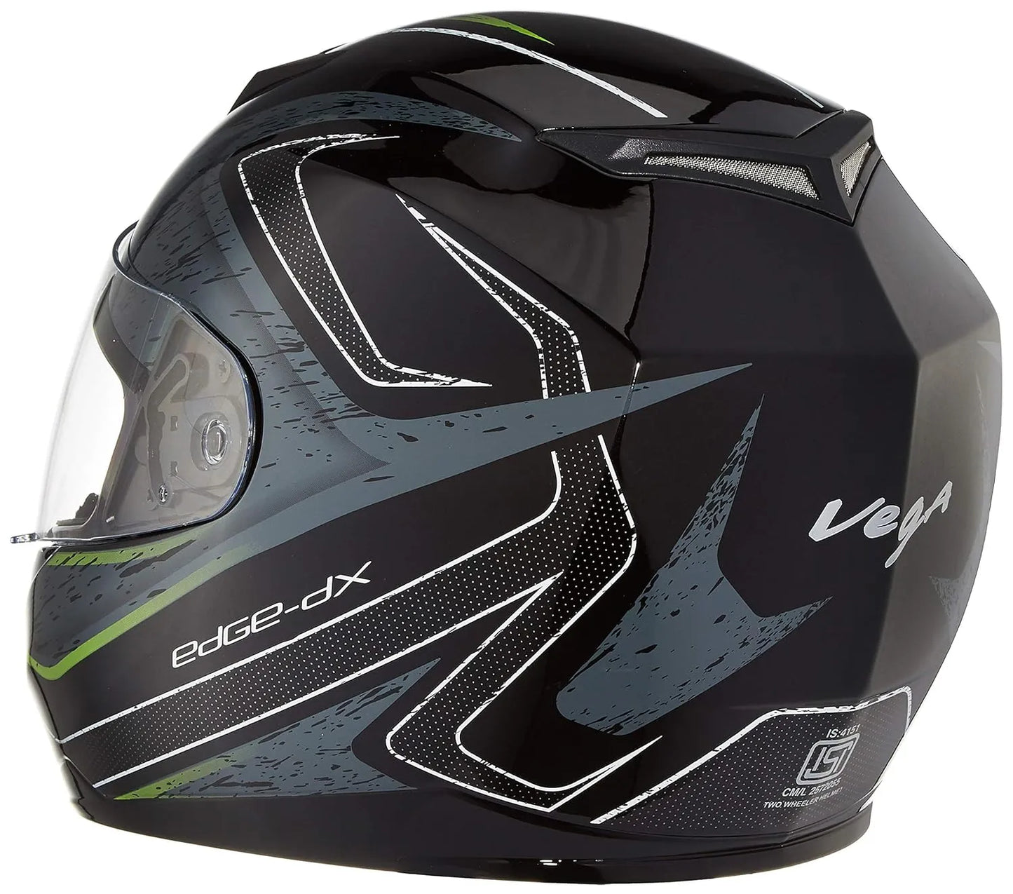 VEGA Edge Dx Crystal Dull Black Silver Full Face Helmet