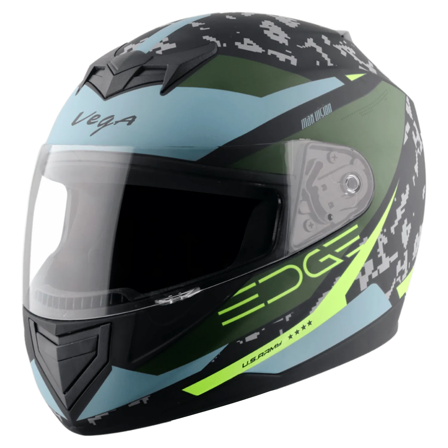VEGA Edge Dx Us Army Gr Dull Black Battle Green Full Face Helmet